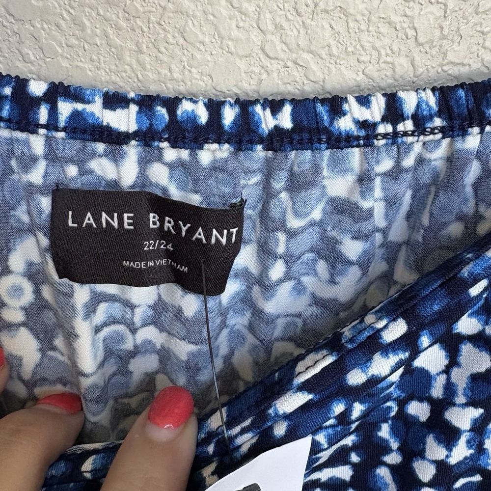 NWT Lane Bryant Blue White Abstract Print Sleeveless Stretch Romper 22/24 - Picture 7 of 10